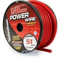 Rockford Fosgate RFW1R-51 51 Foot Spool 1/0 AWG Frosted Red Wire (RFW1R-51)