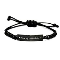 Unique Chess Black Rope Bracelet, Chess. My Hobby Rocks!, Gifts for Friends, Present from, Engraved Bracelet for Chess