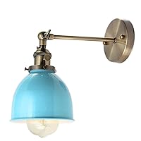 KUYT Sconce Fixture 1-Light Colorful E27 Modern Colorful Retro Vintage Sconce Loft Wall Light Iron Lampscovers for Workroom Kitchen Cafe Bar Coffee Wine Cellar Restaurant Diameter 6.69In 110-240V/Blue