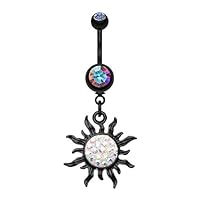WildKlass Jewelry Blackline Multi-Sprinkle Dot Sun 316L Surgical Steel Belly Button Ring