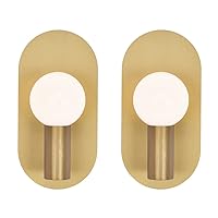 Modern Wall Sconce Set of 2, Gold Oval Sconces Wall Lighting, Mid-Century Wall Light Fixture Brushed Stainless Steel Decor Wall Lamp for Bedroom, Living Room