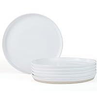 famiware Saturn 6 Pieces Dinner Plates, 10.5 inch Plate Set, Scratch Resistant, Stoneware Dinnerware, Kitchen Modern Rustic Serving Dishes, White