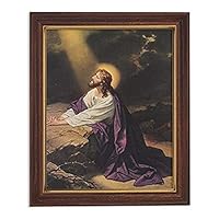 Gerffert Collection Christ in Gethsemane Garden Framed Portrait Print, 13 Inch (Wood Tone Finish Frame)