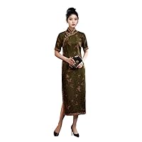 Dress Fragrant Cloud Yarn Hua Luo Printed Cheongsam 3602 XXL Green
