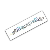 Sitting Pretty Windshield Banner Decal Sticker Holographic Oil Slick Silver Chrome Graphic 33