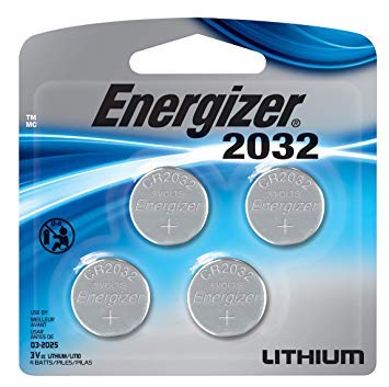Energizer Watch/Electronic Batteries, 3 Volts, 2032, 4 (2x2) Batteries (Lithium Button Cell)