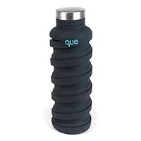 que Bottle | Designed for Travel and Outdoor. Collapsible Water Bottle - Food-Grade Silicone/BPA Free/Lightweight/Eco-Friendly - 20oz (Metallic Charcoal)