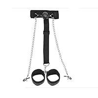 Adjustable Straps Breast Clip Oral Plug Adult Game Erotic Handcuffs Adult with Added Nipple Clamps Chain Sex Toys for Woman Restraints Erotic BDSM Bondage Set Fetish Games Adult - Black