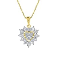 0.10 CT Round Cut Created Diamond Heart Pendant Necklace 14k White Gold Over