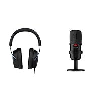HyperX Cloud Alpha S - PC Gaming Headset, 7.1 Surround Sound, Adjustable Bass, Dual Chamber Drivers & SoloCast – USB Condenser Gaming Microphone, for PC, PS4, PS5 and Mac, Tap-to-Mute Sensor
