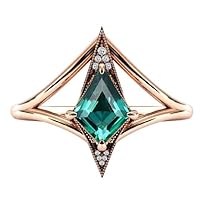 Vintage 1.5 CT Emerald Kite Shaped Engagement Ring 14k Gold Emerald Engagement Ring Art Deco Emerald Wedding Ring Unique Anniversary Ring For Her