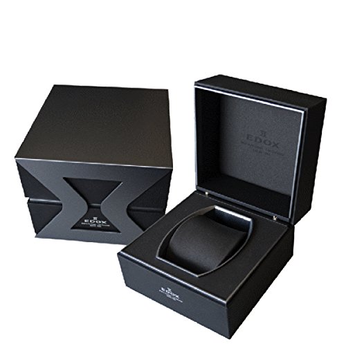 Edox Men's Les Vauberts 44mm Brown Leather Band Rose Gold Plated Case Quartz Analog Watch 40101 37RC BUIR