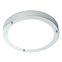 National Lighting Bathroom Ceiling Light - Dimmable LED Flush Bath Light with Frosted Shade – Round IP44 Moister Proof Bulkhead – Ceiling Light for Kitchen Porch Toilet Utility Room – LED E27 Chrome
