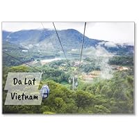Da LAT in Vietnam Cable Car. Ropeway Over Tree Tops Forest. Foggy Cloudy Rainy Day. Low Season Landscape. Scenic View. Wild Nature of Asian City. Fridge Magnet