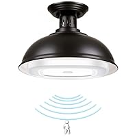 Motion Sensor Ceiling Light Battery Operated,Indoor Motion Activated LED Ceiling Lamp,Battery Powered Semi Flush Mount Ceiling Light Black Home Decor for Entryway Stairway Hallway Laundry Garage