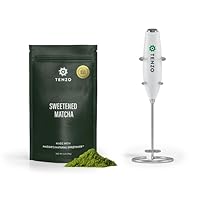 Tenzo Sweetened Matcha Green Tea Powder BetterBoost (3.39 Ounce) with Electric Matcha Whisk