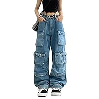Women's Baggy Cargo Pants Y2K Clothing Multi-Pocket Relaxed Fit Jeans Fairy Grunge Clothes Alt Emo Streetwear