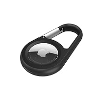 Belkin Apple AirTag Secure Holder with Carabiner - Durable Scratch Resistant Case With Open Face & Raised Edges - Protective AirTag Keychain Accessory For Keys, Pets, Luggage & More - Black