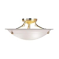 Livex Lighting 4273-02 Flush Mount with White Alabaster Glass Shades, Polished Brass