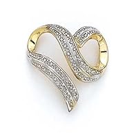 14ct Two Tone Gold Pave Love Heart Slide Jewelry for Women