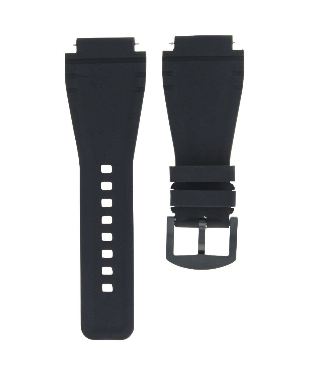 Ewatchparts BR02 BR-02 SILICONE RUBBER STRAP BAND BRACELET COMPATIBLE WITH BELL & ROSS B & R BLACK PVD 26mm