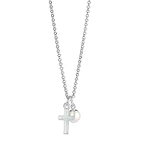 Sterling Silver Cross & Freshwater Pearl Necklace For Girls. Dainty Teen Jewelry, Perfect First Communion Gifts For Girls, Baptism Gifts, Birthday Gift, Sweet 16