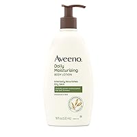 Aveeno Daily Moisturizing Body Lotion with Soothing Oat and Rich Emollients, Fragrance-Free, 18 Fl Oz (Pack of 1)