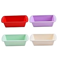 Silicone Cake Tins, Silicone Cake Mould 4Pcs Non Stick Silicone Cake Tins ​​​​​​​Rectangle Silicone Baking Trays Easy to Release Cake Mold Sets for Air Fryer Oven Baking 7.6x3.7x2.2