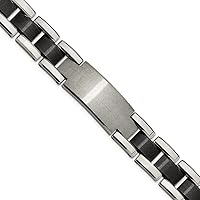 14mm Chisel Tungsten Brushed and Polished Black Ip Plated Bracelet 8.5 Inch Jewelry for Women