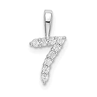 14k White Gold Diamond Sport game Number 7 Pendant Necklace Measures 13.26x6.69mm Wide 1.74mm Thick Jewelry for Women