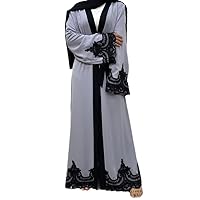 AFAVOM Women Turkey Abaya Islamic Muslim Prayer Dress Embroidered Cardigan Kaftan Dubai Robe Casual Turkish Modest Dress