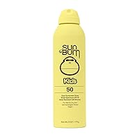 Sun Bum Kids SPF 50 Clear Sunscreen Spray | Wet or Dry Application | Hawaii 104 Reef Act Compliant (Octinoxate & Oxybenzone Free) Broad Spectrum UVA/UVB Sunscreen | 6 oz, banana/ bubble gum