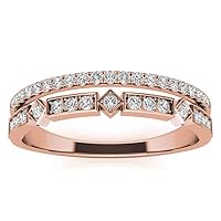 0.50 TCW Full White VVS1 Round Cut Moissanite Diamond Half Eternity Wedding Band For Women in 925 Sterling Silver and Solid Gold