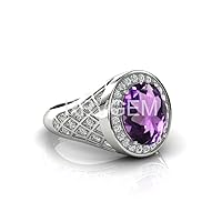 amethyst ring 10.25 Ratti Silver Plated Handcrafted Finger Ring With Beautifull Stone Men & Women Jewellery Collectible LAB - CERTIFIED, Silver plated, Amethyst