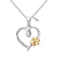 Women Bijoux Dainty Golden Crystal Heart with Pet Cat Print Dog Paw Necklace