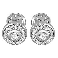 Halo Studs Earrings 0.50 Carat Round Cut Diamond 14K White Gold Finish Pave Set For Mother's Day Gift