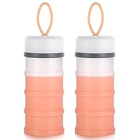 2pcs Formula Dispenser On The Go, Stackable Portable Formula Container to Go, Non-Spill BPA Free Milk Powder Baby & Kids Snack Containers, Pink