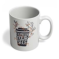 HOM Express Yourself Espresso Yourself Funny Coffee Mug for Friends him her for boyfriend for girlfriend (11 Oz.)