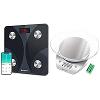 Etekcity Smart Body Fat Scale and 0.1g Food Kitchen Scale with Bowl Silver