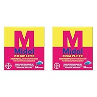Midol Complete Gelcaps 24ct Complete Menstrual Pain Relief Gelcaps with Acetaminophen for Menstrual Symptom, PMS Relief, and Period Cramp Relief - 24 Count (Packaging May Vary) (Pack of 2)