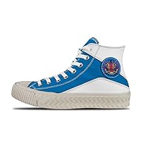 Popular graffiti-02,Blue Custom high top lace up Non Slip Shock Absorbing Sneakers Sneakers with Fashionable Patterns