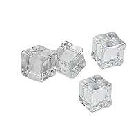 20pcs 25mm Transparent Acrylic Ice Cubes Square Shape, Glass Luster Ice Cubes Fake Artificial Acrylic Ice Cubes Crystal Clear for Photography Props Kitchen Toy Decoration