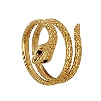 Gold Plated Ring Long Snake and Black Oxides