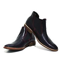 PeppeShoes Modello Castro - Handmade Italian Mens Color Black Ankle Chelsea Boots - Cowhide Smooth Leather - Slip-On