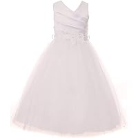 AkiDress Sleeveless Satin Tulle Dress First Communion Bridal Casual Party Dress