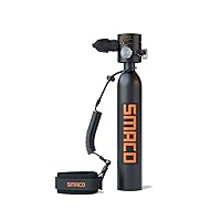 SMACO S300 Plus Mini Scuba Tank 0.5L Portable Mini Diving Tank Reusable Pony Bottle —DOT Certified Tank with 5-10 Minutes Backup Diving Air Tank Kit Oxygen Cylinder for Underwater Exploration Rescue