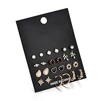 Piercing Jewelry Set Women Cute Ear Studs Assorted 12 Pairs Fashion Durable Clever