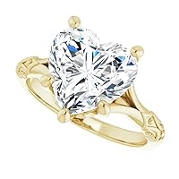 Engagement Ring Solitaire Heart Diamond in 14K Gold, 6 ct, Gift Box