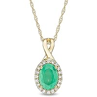 Oval Cut Emerald & Cubic Zirconia Frame Pendant For Womens & Girls 14k White Gold Plated 925 Sterling Silver.