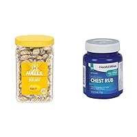 Halls Honey Lemon 250 Cough Drops & HealthWise 4 oz Medicated Chest Rub - Cough, Congestion & Minor Ache Relief
